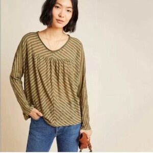 by Anthropologie Olive Striped Top